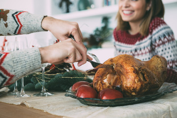 Roasted turkey at Christmas time