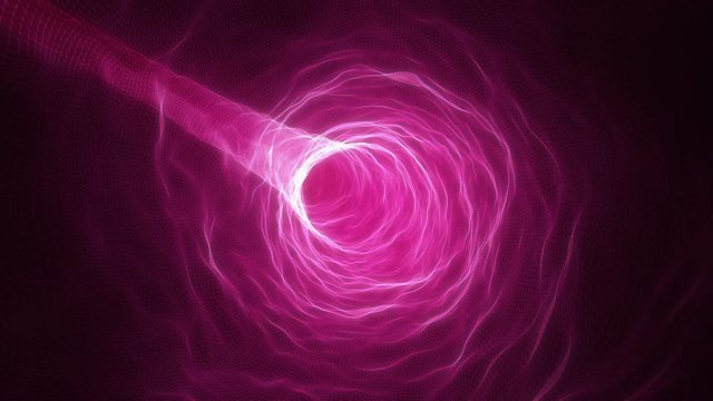 Flying in a Curved Tunnel of Light Fly Through a Wormhole or Time Vortex Portal or Gateway to After Life Seamless Looping Motion Background Pink Magenta