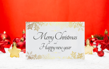 Obraz na płótnie Canvas Christmas holidays greeting card with decoration on background