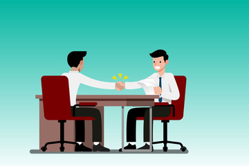 Businessman greeting and agree to make a deal each other, vector illustration.