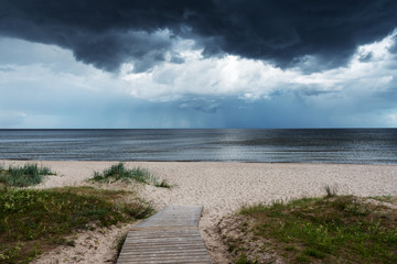 Stormy clouds over gulf of Riga, Baltic sea.