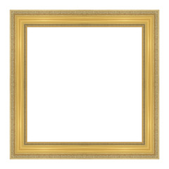 antique gold picture frame isolated on white background