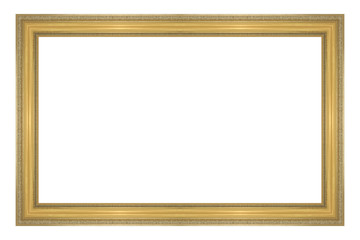 antique gold picture frame isolated on white background