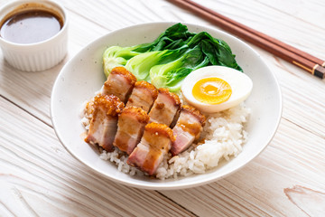 crispy pork belly on topped rice