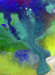 Watercolor abstract bright colorful textural background handmade . Painting of underwater world . Modern sea pattern .