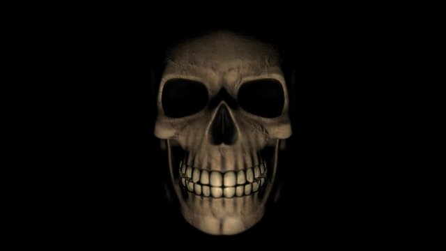Scary Skull Rising from the darkness with Alpha Channel Transparency