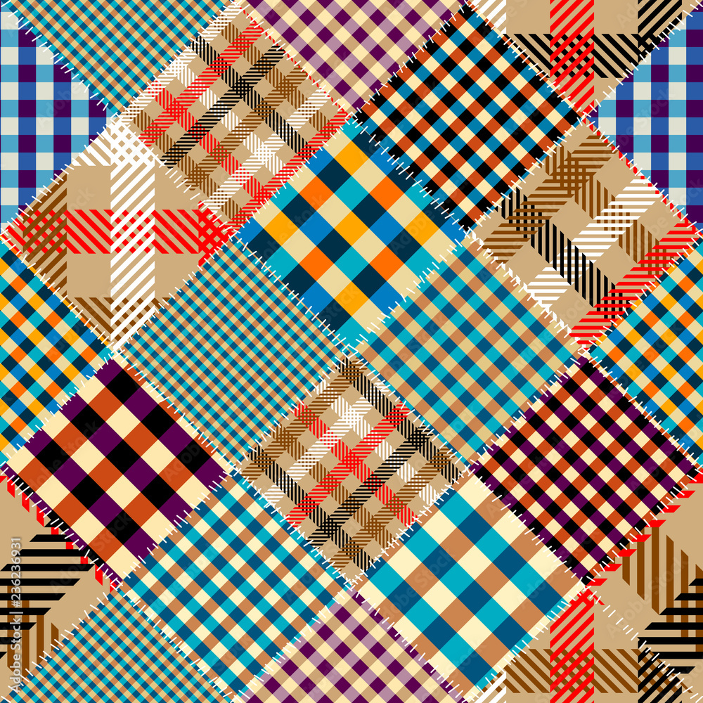 Aufkleber imitation of a plaid patchwork. seamless pattern background.