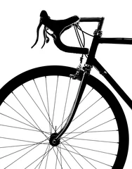 Tableaux ronds sur aluminium brossé Vélo Profile of a sports vintage road bike isolated on white background