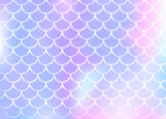 Gradient mermaid background with holographic scales. Bright color transitions. Fish tail banner and invitation. Underwater and sea pattern for girlie party. Vibrant backdrop with gradient mermaid.