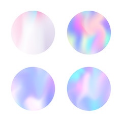 Gradient mesh abstract backgrounds set. Liquid holographic backdrop with gradient mesh. 90s, 80s retro style. Pearlescent graphic template for brochure, flyer, poster, wallpaper, mobile screen.