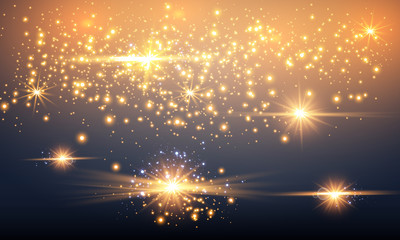 Obraz premium Vector illustration of abstract flare light rays. A set of stars, light and radiance, rays and brightness. Glow light effect. Vector illustration. Christmas flash Concept.