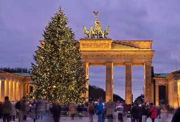 Holiday decorations of Pariser platz in Berlin. Germany