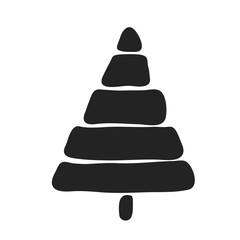 Hand drawn icon vector cartoon pine Christmas tree