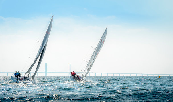Yachts during race in Malmo, Sweden