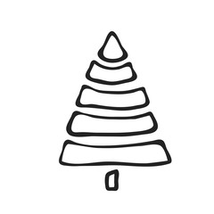 Hand drawn icon vector cartoon pine Christmas tree
