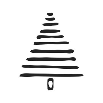 Hand drawn icon vector cartoon pine Christmas tree