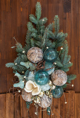christmas decoration on wooden background