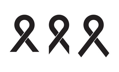 Set of vector black awareness ribbon on white