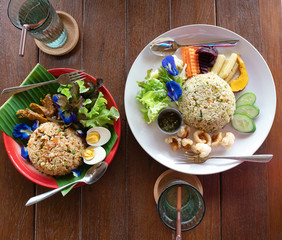 Delicious fried rice and  unspoilt with chili and Vegetable
