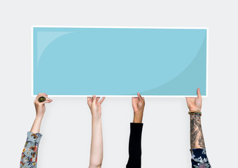 Hands holding empty rectangular object