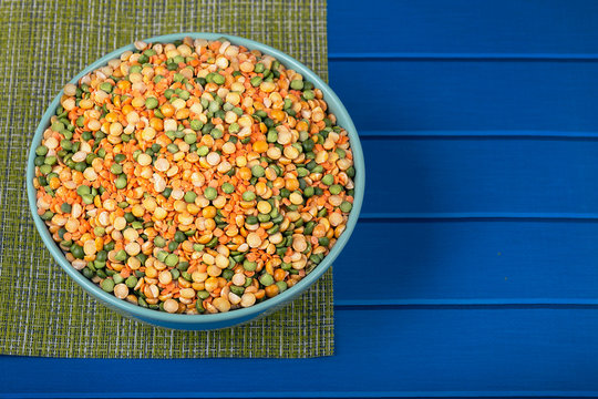 The concept of natural healthy food. Mixture of grains of different leguminous plants closeup