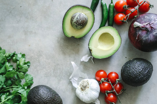 Ingredients For A Fresh Guacamole Food Photography Recipe Idea