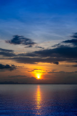 Sunset sky on the lake