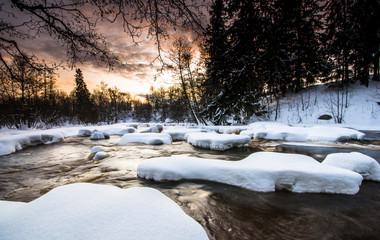 River during winter in Vantaa, Finland