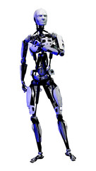3D Rendering Male Robot on White