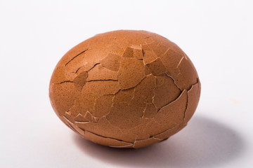 Cracked(broken) boiled egg isolated