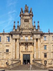 Fototapeta na wymiar The Baroque facade and doorway of Monastery of San Martino Pinario - Santiago de Compostela, Galicia, Spain