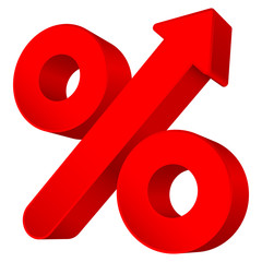Percent Sign Arrow Up Red