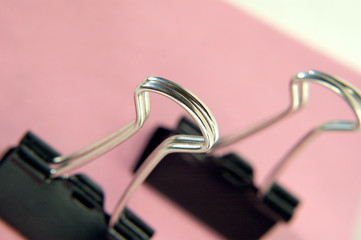 Poster clips on the table Shallow depth of field