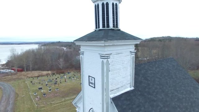 19th Century Wood Church in Winter- Heatherton, Nova Scotia, St. Anne's Church