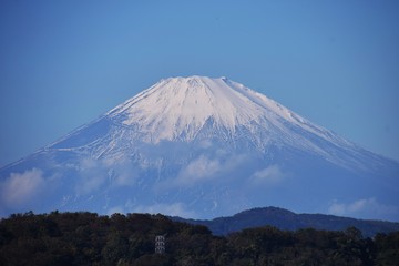 Mt.Fuji in late autumn crown of snow