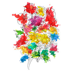 vector drawing flowers