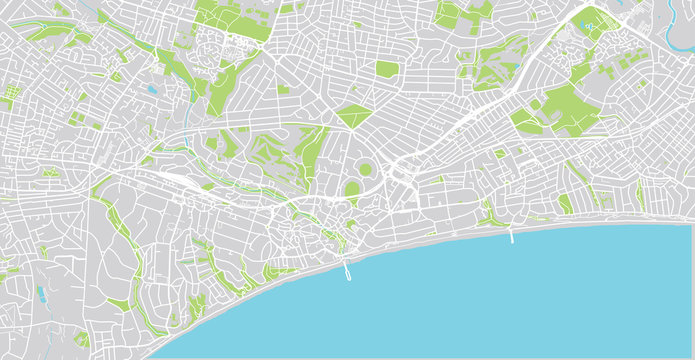Urban vector city map of Bournemouth, England