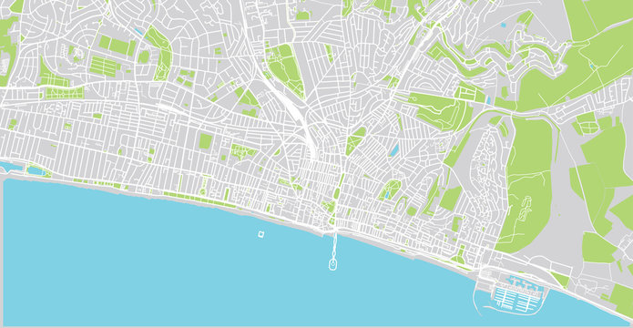 Urban vector city map of Bright, England