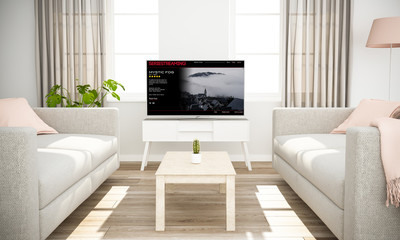 smart television series streaming on scandinavian minimal interior