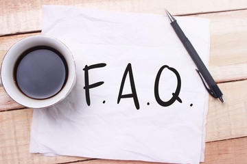 FAQ, Frequently Asked Questions. Words Typography Concept
