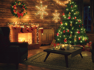 3D Rendering Christmas interior