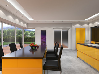 3D rendering modern kitchen