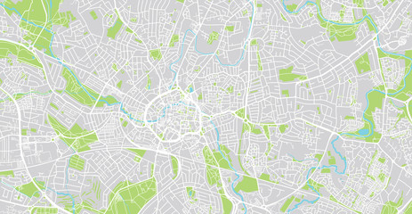 Urban vector city map of Coventry, England