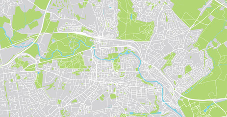 Urban vector city map of Colchester, England
