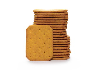 Salty crackers isolated on white background