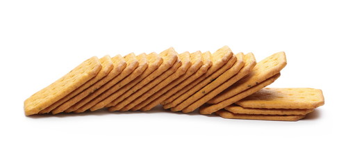 Salty crackers isolated on white background