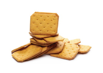 Salty crackers isolated on white background