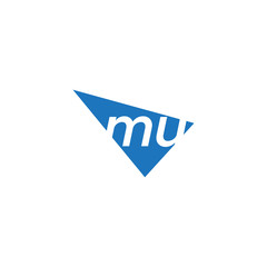 initial two letter mu negative space triangle logo
