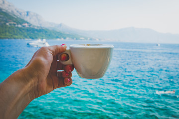 Espresso trinken auf der Insel Korcula in Kroatien