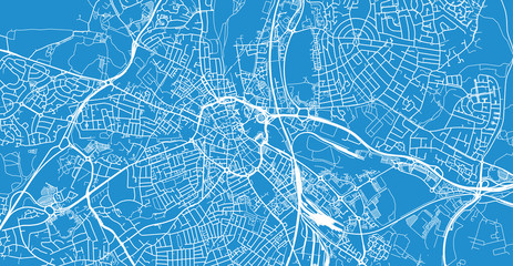 Urban vector city map of Derby, England